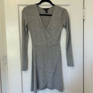 Forever 21 Gray Long Sleeve Wrap Dress